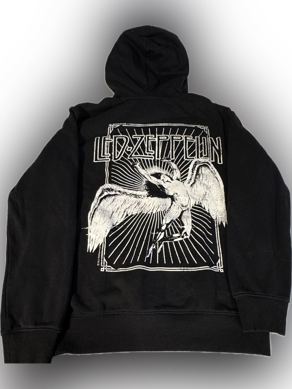 H&M Led Zeppelin Hoodie Black Swan-song Graphic Band Sweatshirt size Sm